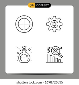 4 Creative Icons Modern Signs and Symbols of bulls eye; green chemistry; target; motivation; graph Editable Vector Design Elements