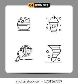 4 Creative Icons Modern Signs and Symbols of hospital; globe; soup; food; research Editable Vector Design Elements