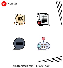 4 Kreative Symbole Moderne Zeichen und Symbole des Binärbereichs; Chat; Anerkennung; Schutz; Nachrichten Bearbeitbare Design-Elemente für Vektorillustrationen