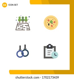 4 Creative Icons Modern Signs and Symbols of agriculture; healthcare; pizza; athletic; tasks Editable Vector Design Elements