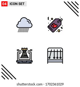 4 Creative Icons Modern Signs and Symbols of cloud; fort; heart; tag; strategy Editable Vector Design Elements