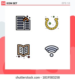 4 Creative Icons Modern Signs and Symbols of burning; luck; house; festival; book Editable Vector Design Elements