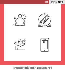 4 Creative Icons Modern Signs and Symbols of education; man; study; web; avatar Editable Vector Design Elements