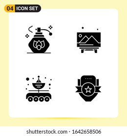 4 Creative Icons for Modern website design and responsive mobile apps. 4 Glyph Symbols Signs on White Background. 4 Icon Pack.