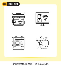 4 Creative Icons for Modern website design and responsive mobile apps. 4 Outline Symbols Signs on White Background. 4 Icon Pack.