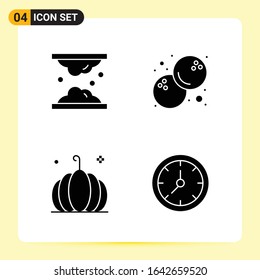 4 Iconos creativos para diseño de sitios web modernos y aplicaciones móviles sensibles. 4 Símbolos de glifo en fondo blanco. Paquete de 4 iconos.