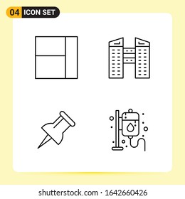 4 Creative Icons for Modern website design and responsive mobile apps. 4 Outline Symbols Signs on White Background. 4 Icon Pack.