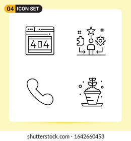 4 Creative Icons for Modern website design and responsive mobile apps. 4 Outline Symbols Signs on White Background. 4 Icon Pack.