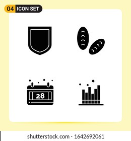 4 Creative Icons for Modern website design and responsive mobile apps. 4 Glyph Symbols Signs on White Background. 4 Icon Pack.