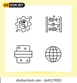 4 Kreative Symbole für modernes Webdesign und reaktionsfähige mobile Apps. 4 Symbole in Umrissen auf weißem Hintergrund. 4 Icon Pack.