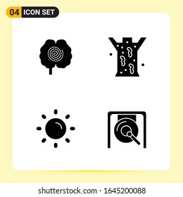 4 Creative Icons for Modern website design and responsive mobile apps. 4 Glyph Symbols Signs on White Background. 4 Icon Pack.