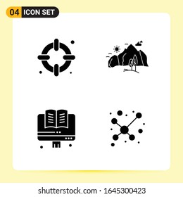 4 Creative Icons for Modern website design and responsive mobile apps. 4 Glyph Symbols Signs on White Background. 4 Icon Pack.