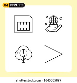 4 Creative Icons for Modern website design and responsive mobile apps. 4 Outline Symbols Signs on White Background. 4 Icon Pack.