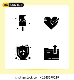 4 Creative Icons for Modern website design and responsive mobile apps. 4 Glyph Symbols Signs on White Background. 4 Icon Pack.