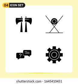 4 Iconos creativos para diseño de sitios web modernos y aplicaciones móviles sensibles. 4 Símbolos de glifo en fondo blanco. Paquete de 4 iconos.