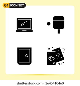 4 Kreative Symbole für modernes Webdesign und reaktionsfähige mobile Apps. 4 Glyphische Symbole Zeichen auf weißem Hintergrund. 4 Icon Pack.