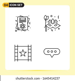 4 Creative Icons for Modern website design and responsive mobile apps. 4 Outline Symbols Signs on White Background. 4 Icon Pack.
