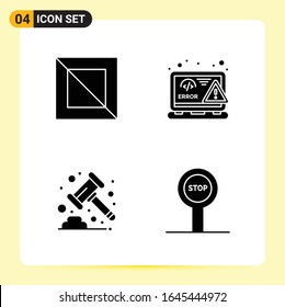 4 Creative Icons for Modern website design and responsive mobile apps. 4 Glyph Symbols Signs on White Background. 4 Icon Pack.