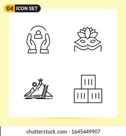 4 Creative Icons for Modern website design and responsive mobile apps. 4 Outline Symbols Signs on White Background. 4 Icon Pack.