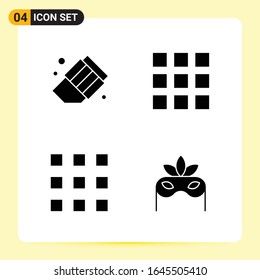 4 Creative Icons for Modern website design and responsive mobile apps. 4 Glyph Symbols Signs on White Background. 4 Icon Pack.