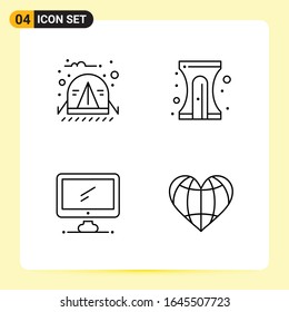 4 Creative Icons for Modern website design and responsive mobile apps. 4 Outline Symbols Signs on White Background. 4 Icon Pack.