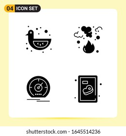 4 Creative Icons for Modern website design and responsive mobile apps. 4 Glyph Symbols Signs on White Background. 4 Icon Pack.
