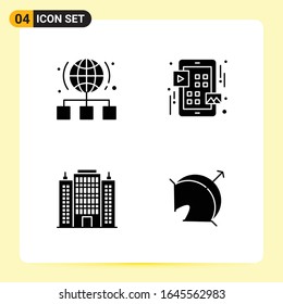 4 Kreative Symbole für modernes Webdesign und reaktionsfähige mobile Apps. 4 Glyphische Symbole Zeichen auf weißem Hintergrund. 4 Icon Pack.