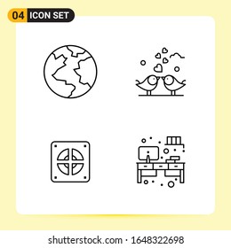 4 Creative Icons for Modern website design and responsive mobile apps. 4 Outline Symbols Signs on White Background. 4 Icon Pack.