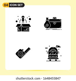 4 Iconos creativos para diseño de sitios web modernos y aplicaciones móviles sensibles. 4 Símbolos de glifo en fondo blanco. Paquete de 4 iconos.