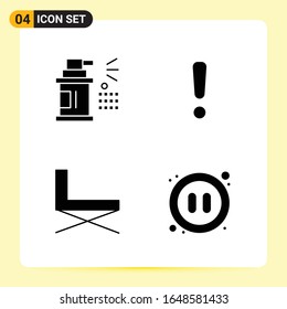 4 Creative Icons for Modern website design and responsive mobile apps. 4 Glyph Symbols Signs on White Background. 4 Icon Pack.