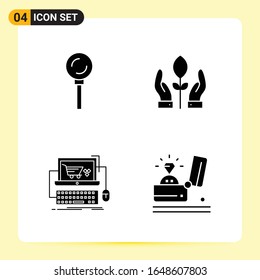 4 Creative Icons for Modern website design and responsive mobile apps. 4 Glyph Symbols Signs on White Background. 4 Icon Pack.