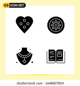 4 Creative Icons for Modern website design and responsive mobile apps. 4 Glyph Symbols Signs on White Background. 4 Icon Pack.