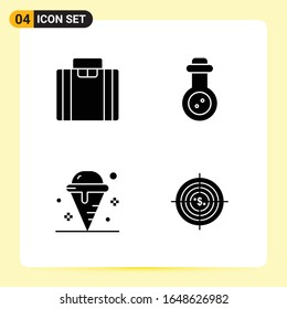 4 Creative Icons for Modern website design and responsive mobile apps. 4 Glyph Symbols Signs on White Background. 4 Icon Pack.