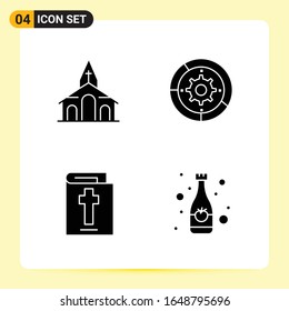 4 Creative Icons for Modern website design and responsive mobile apps. 4 Glyph Symbols Signs on White Background. 4 Icon Pack.