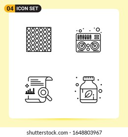 4 Iconos creativos para diseño de sitios web modernos y aplicaciones móviles sensibles. 4 Símbolos de esquema en fondo blanco. Paquete de 4 iconos.