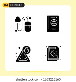 4 Creative Icons for Modern website design and responsive mobile apps. 4 Glyph Symbols Signs on White Background. 4 Icon Pack.