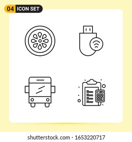 4 Creative Icons for Modern website design and responsive mobile apps. 4 Outline Symbols Signs on White Background. 4 Icon Pack.