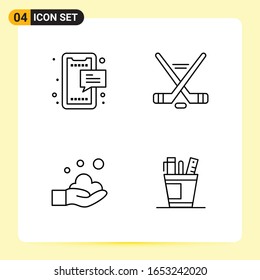 4 Creative Icons for Modern website design and responsive mobile apps. 4 Outline Symbols Signs on White Background. 4 Icon Pack.