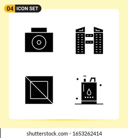 4 Kreative Symbole für modernes Webdesign und reaktionsfähige mobile Apps. 4 Glyphische Symbole Zeichen auf weißem Hintergrund. 4 Icon Pack.