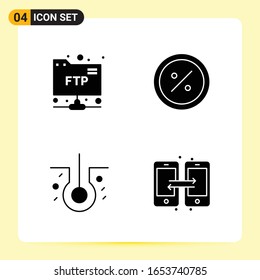 4 Iconos creativos para diseño de sitios web modernos y aplicaciones móviles sensibles. 4 Símbolos de glifo en fondo blanco. Paquete de 4 iconos.