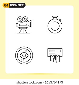 4 Creative Icons for Modern website design and responsive mobile apps. 4 Outline Symbols Signs on White Background. 4 Icon Pack.