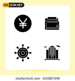 4 Creative Icons for Modern website design and responsive mobile apps. 4 Glyph Symbols Signs on White Background. 4 Icon Pack.