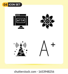 4 Creative Icons for Modern website design and responsive mobile apps. 4 Glyph Symbols Signs on White Background. 4 Icon Pack.