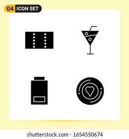 4 Creative Icons for Modern website design and responsive mobile apps. 4 Glyph Symbols Signs on White Background. 4 Icon Pack.