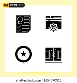 4 Creative Icons for Modern website design and responsive mobile apps. 4 Glyph Symbols Signs on White Background. 4 Icon Pack.