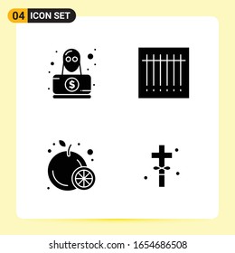 4 Creative Icons for Modern website design and responsive mobile apps. 4 Glyph Symbols Signs on White Background. 4 Icon Pack.