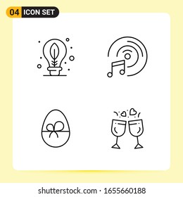 4 Creative Icons for Modern website design and responsive mobile apps. 4 Outline Symbols Signs on White Background. 4 Icon Pack.