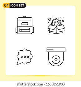 4 Creative Icons for Modern website design and responsive mobile apps. 4 Outline Symbols Signs on White Background. 4 Icon Pack.