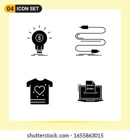 4 Creative Icons for Modern website design and responsive mobile apps. 4 Glyph Symbols Signs on White Background. 4 Icon Pack.