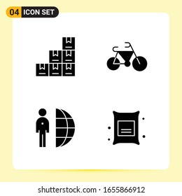 4 Creative Icons for Modern website design and responsive mobile apps. 4 Glyph Symbols Signs on White Background. 4 Icon Pack.